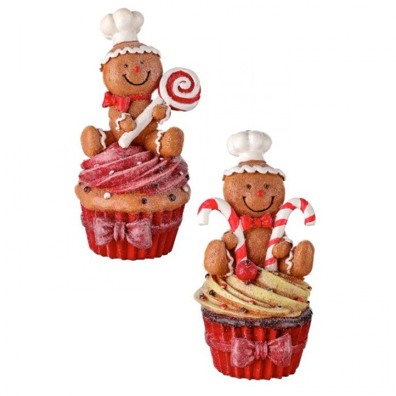 Gingerbread Candy Cupcake – 5.5″ Resin Holiday Accent