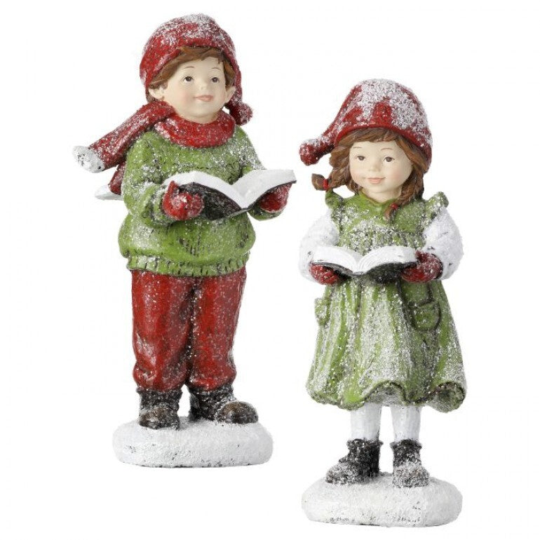Vintage Children Carolers – 8″ Resin Figurine Set