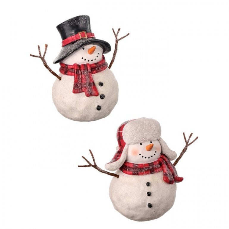 Twiggy Snowman Figurine – 6″ Resin by Regency – Top Hat or Hunting Cap