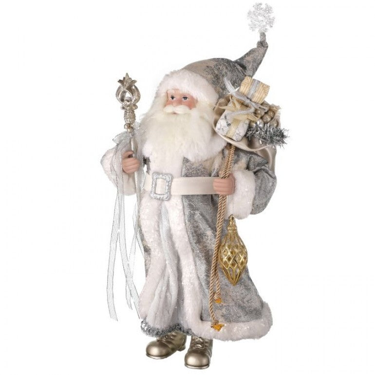 Winter Santa Figurine – 18″ Fabric & Resin Holiday Accent