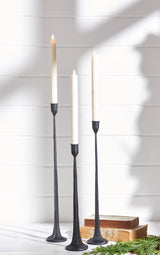 Cast Iron Taper Candle Holder Trio – Elegant Mantle & Tablescape Accent