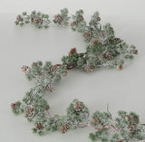 Frosted Pine & Pinecone Garland – 6′ Woodland Winter Accent