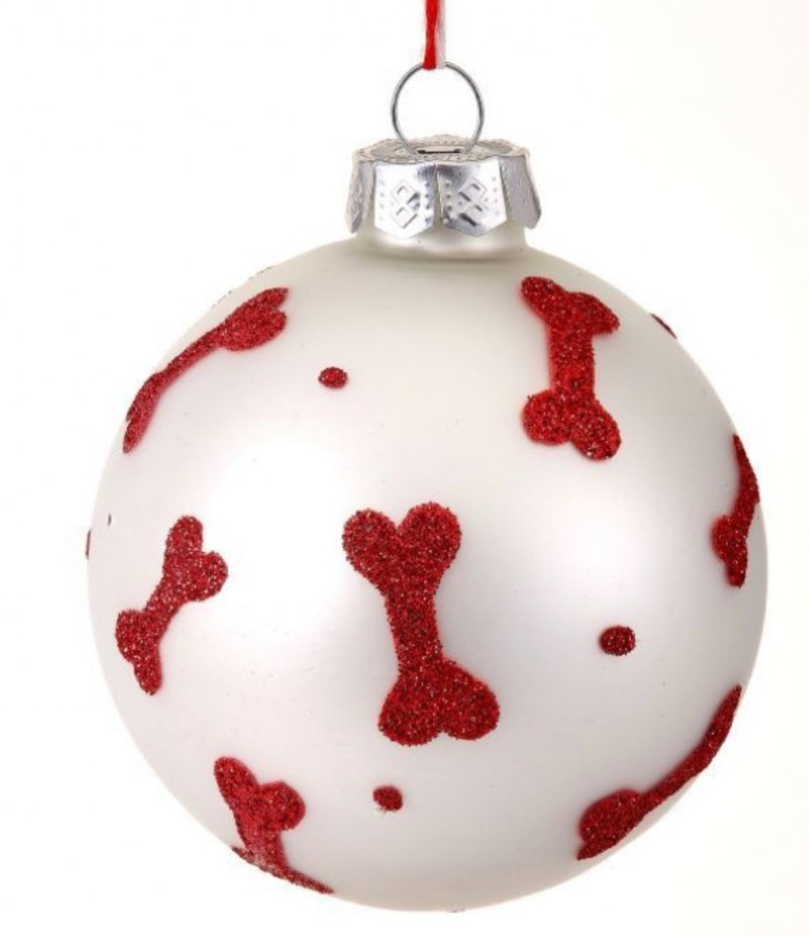 “Twinkle & Tails” – Glass Glitter Bone Ball Ornament