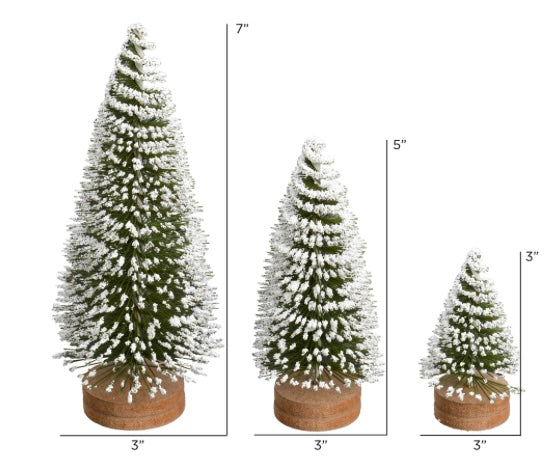 “Whimsy Pines” – Frosted Green Oval Bottle Brush Tree Set