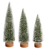 Frosted Green Oval Pine Bottle Brush Tree Set