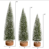 Frosted Green Oval Pine Bottle Brush Tree Set