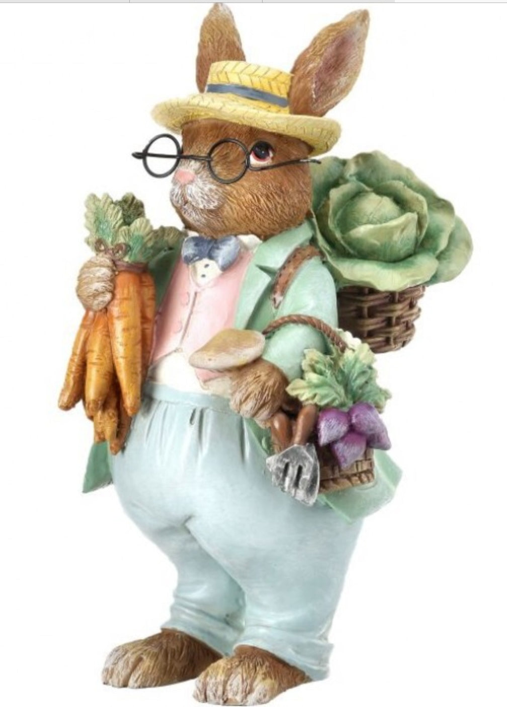 “Garden Party Professor” – Bunny with Veggies Figurine