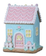 Sugared Easter House Figurine – Resin Spring Accent