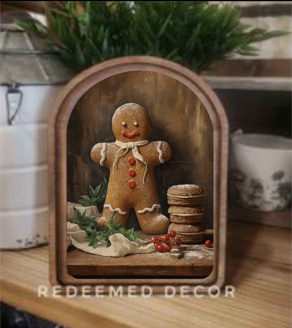 Arched Top Gingerbread Man Framed Art