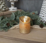Moving Flame Gold Pillar Candle 4"