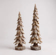 Set of two snowy resin trees—22″ and 18.5″ tall—holiday decor by RAZ Imports, SKU 3811191.
