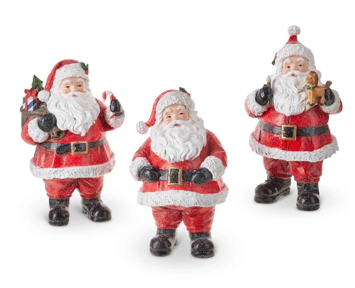 Vintage Santa Figurine – Candy Cane, Toy Horse, or Jolly Belly (9")