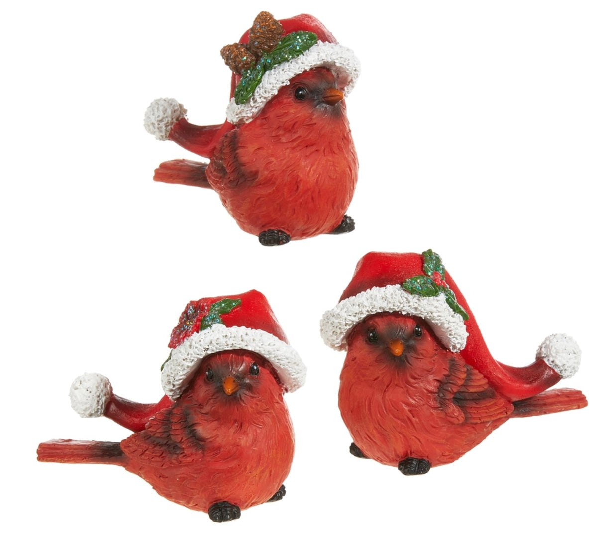 Cardinals with Santa Hats – Set of 3