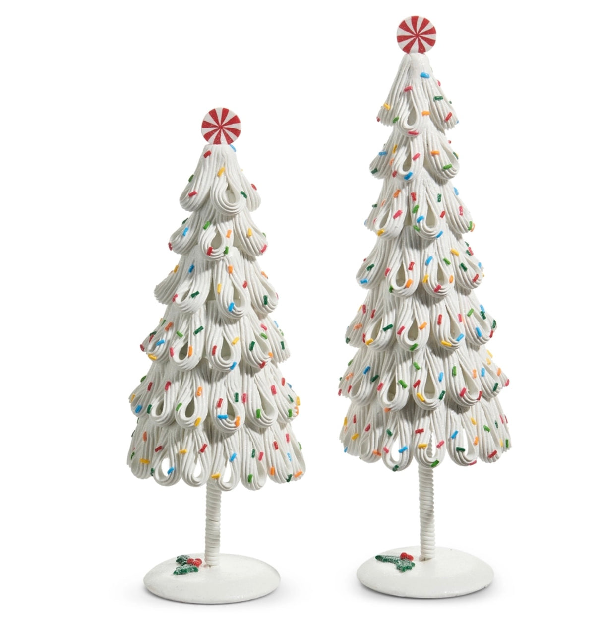 Gingerbread Village White Icing & Sprinkle Trees – Set of 2