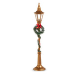 Lighted Christmas Lamp Post – 18.5" Red or Black with Garland & Wreath