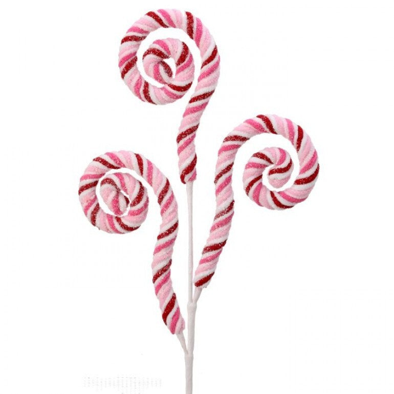 Red & Pink Chenille Glitter Curly Q Spray – 28"