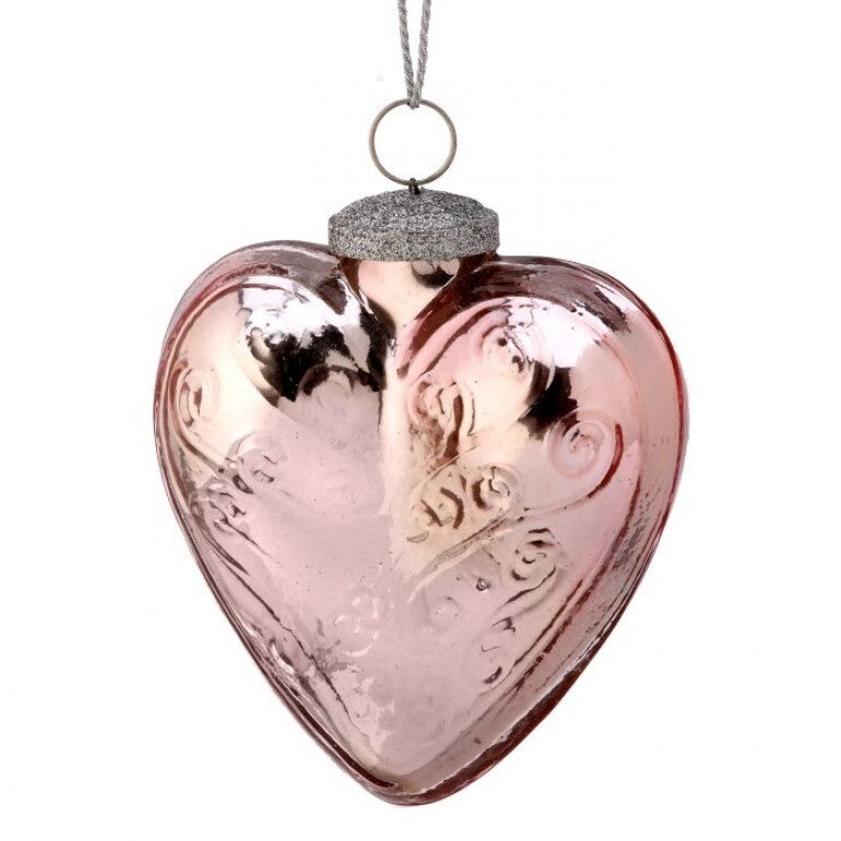 Blush Glass Heart Ornament – 4