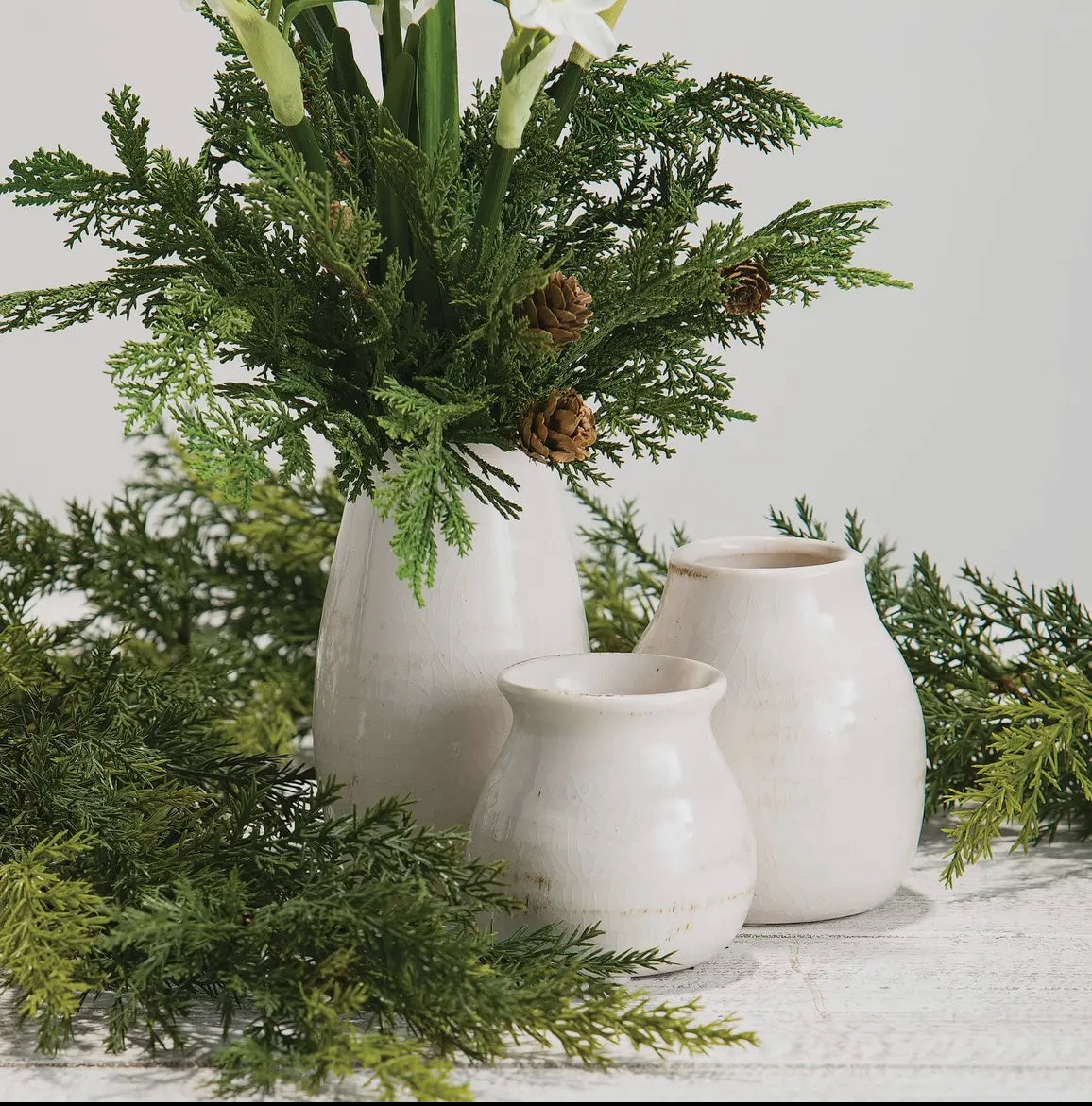 Petite Ceramic Vase Set – Off-White Trio