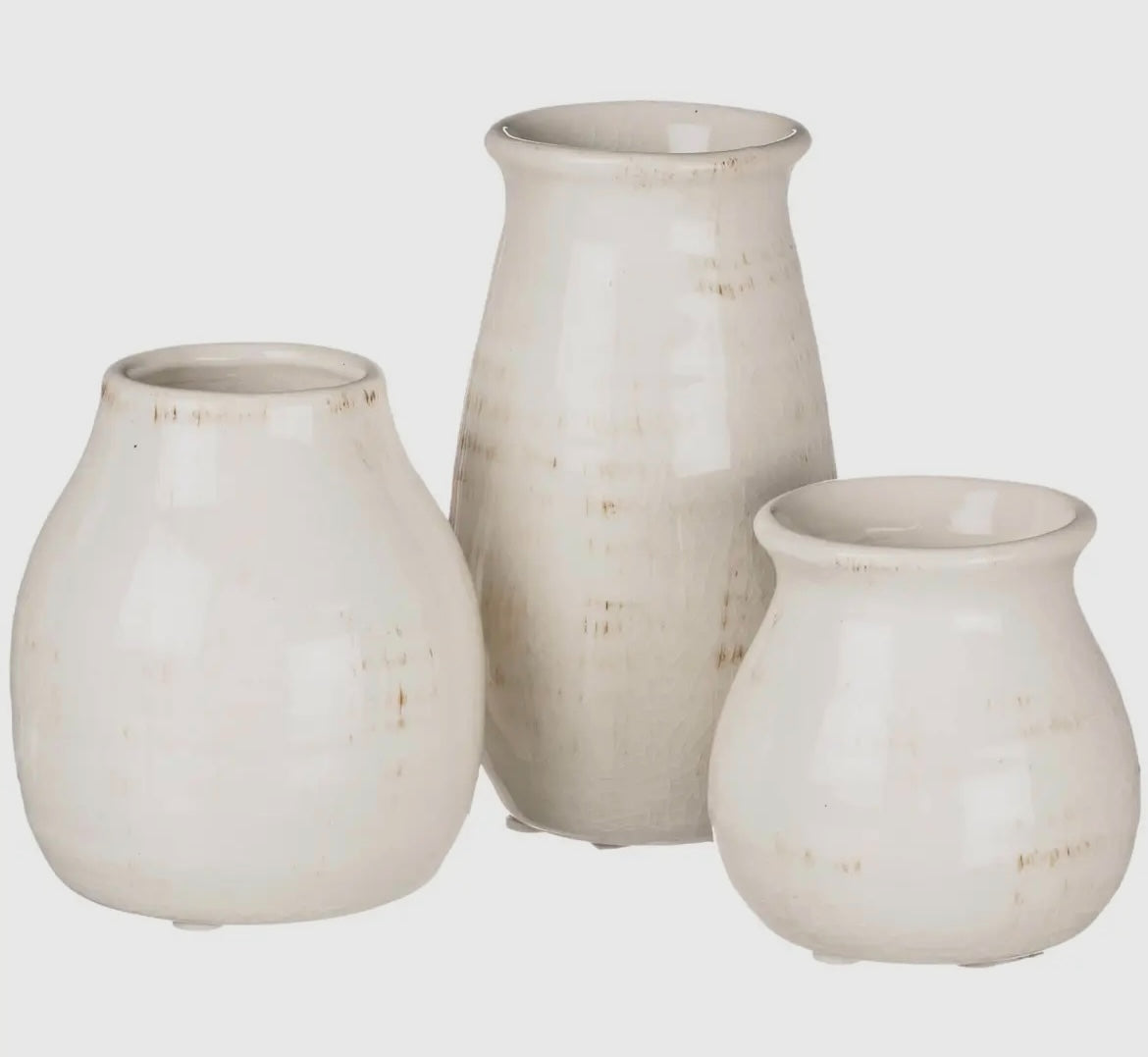 Petite Ceramic Vase Set – Off-White Trio