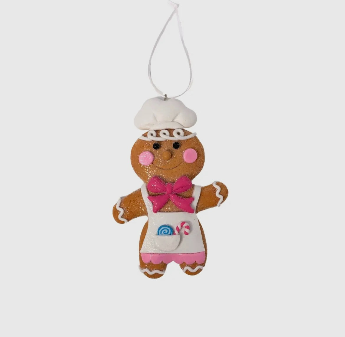 Passionately Pastel Gingerbread Cookie Ornaments – Boy or Girl  4.75″ Clay Dough Christmas Decor