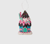 Sweet Treat Candy House Ornament – Chocolate Sprinkles or Lollipop Style 4.75″–5″ Gingerbread Holiday Decor