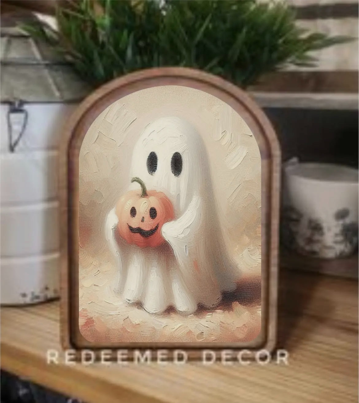 Halloween Whimsy: Jack-O’-Lantern & Playful Ghost Framed Art
