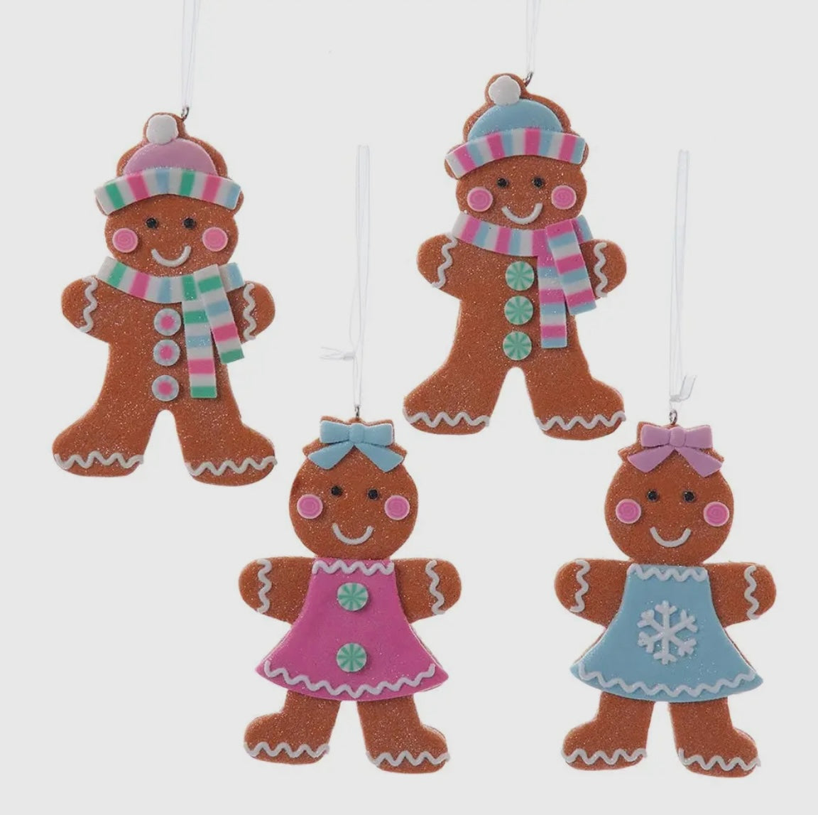 Kurt Adler Claydough Gingerbread Ornaments – Pastel Cookie Characters
