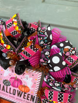 Pink and Black Happy Halloween Wreath