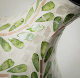 Leaf Pattern Capiz & Bamboo Narrow Neck Vase – Elegant Botanical Jar for Florals