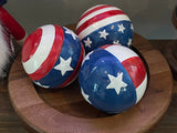 Decorative Patriotic Orb Set – Polystone Flag Balls Set of 3 Red, White & Blue Accents
