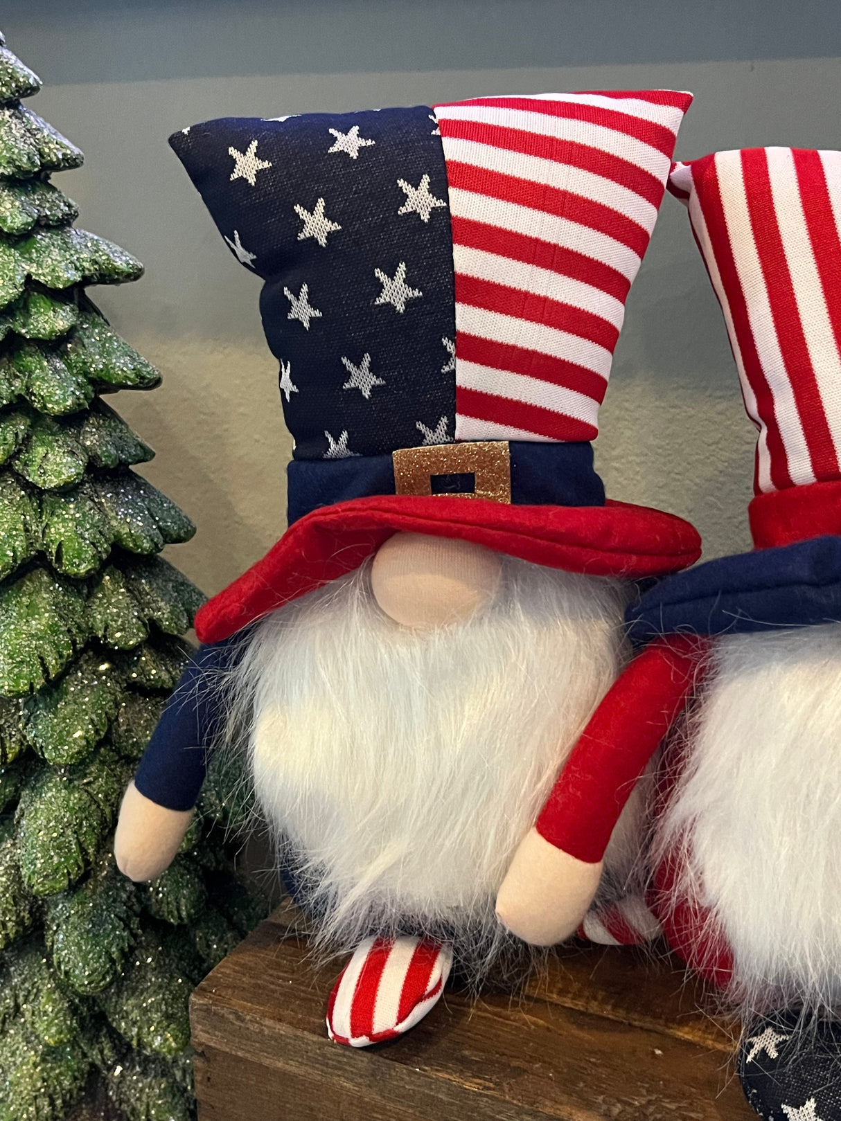 Patriotic Plush Gnome – Striped Shoes or Star Shoes | Americana Table Sitter