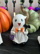 Mini Trick-or-Treat Ghost Set – Resin Halloween Figurine Accent Trio