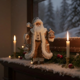 Gingham Gingerbread Santa – 18" Sweet-Themed Holiday Figurine