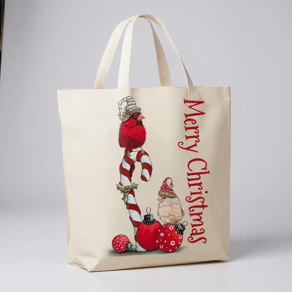 Christmas Cardinal Canvas Tote Bag