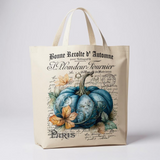 Fall/Autumn French Blue Pumpkin Canvas Tote Bag