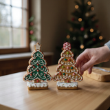 Candied Gingerbread Tabletop Trees – Green Star or Gumdrop Snowflake