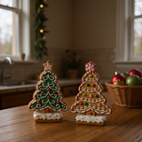 Candied Gingerbread Tabletop Trees – Green Star or Gumdrop Snowflake