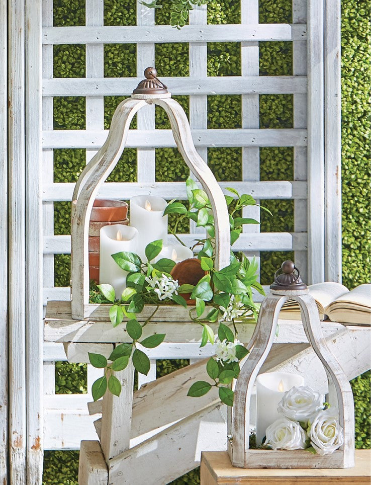 Whitewashed Heirloom Open Lanterns – Set of 2