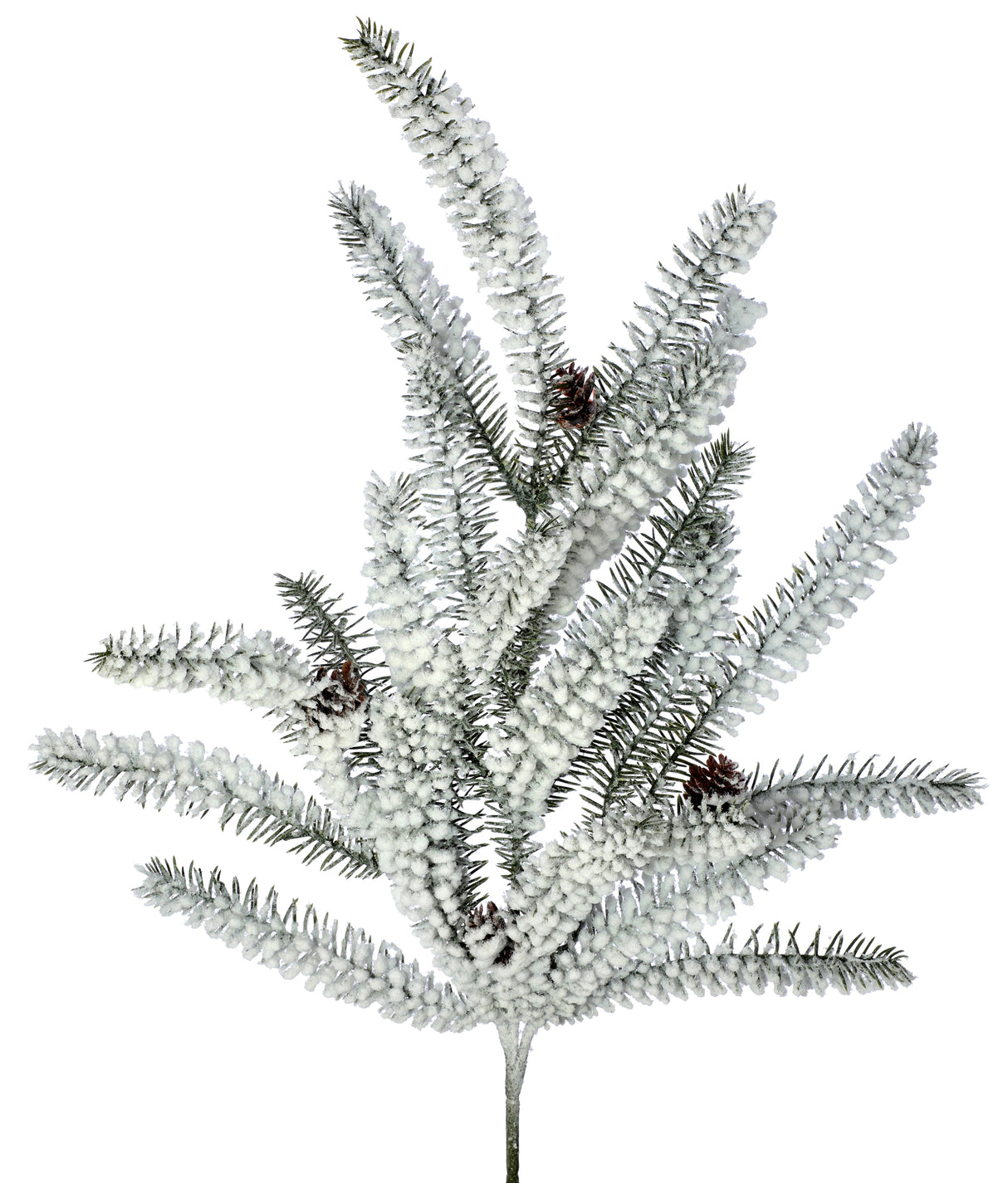 Flocked Weeping Noble Fir Spray – 24″ Faux Snowy Greenery Stem
