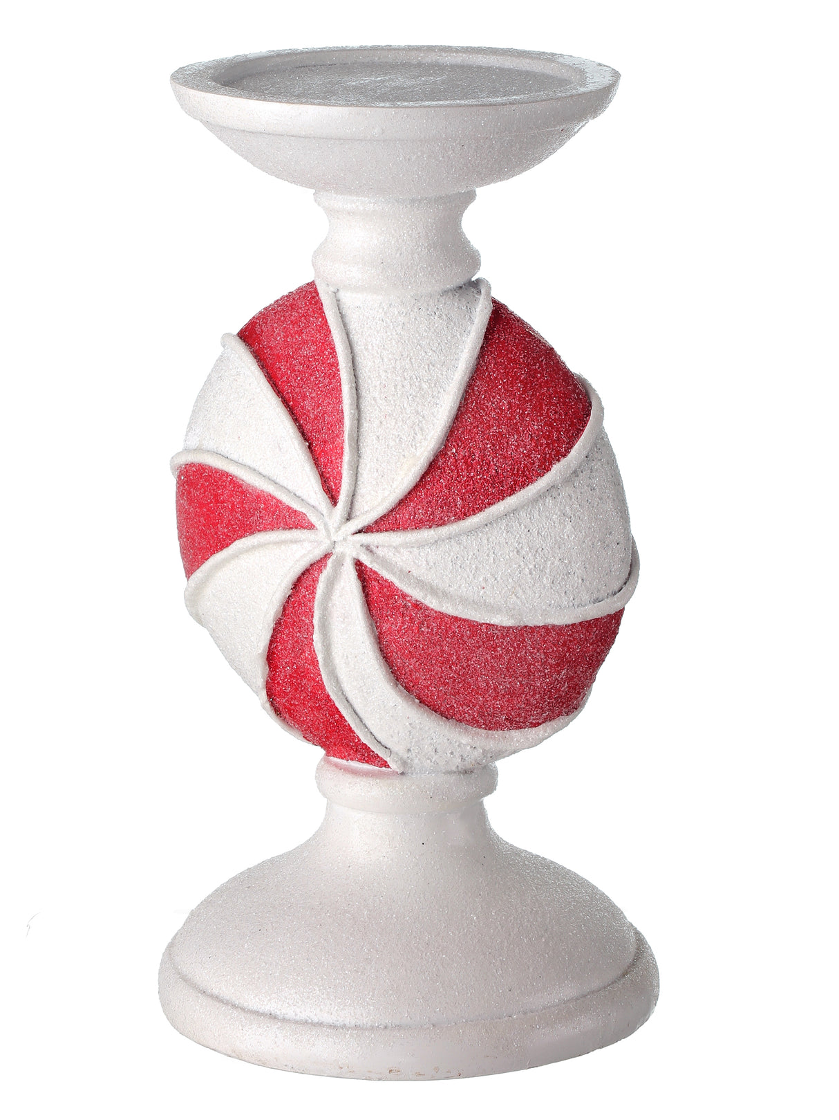 9" Peppermint Candy Candle Holder – Sparkling Resin Holiday Accent by Regency