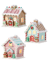 Pastel Gingerbread House with LED Light – 5"