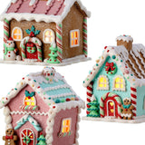 Pastel Gingerbread House with LED Light – 5"