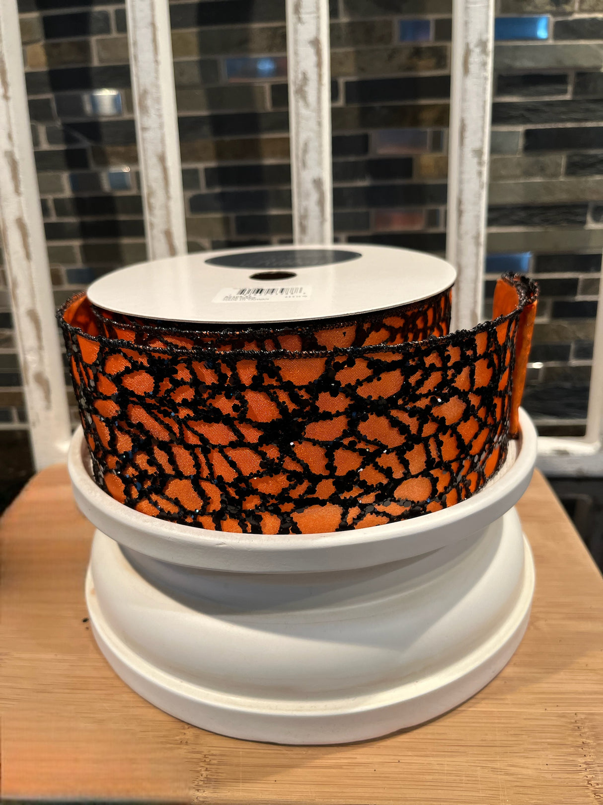 Orange Glitzy Web Ribbon – 2.5" Wired Designer Ribbon by Farrisilk