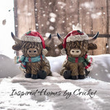 The Coozy Claus Sisters A Laurel Lane Highland Cow Pair