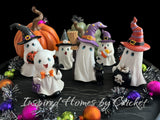 Mini Trick-or-Treat Ghost Set – Resin Halloween Figurine Accent Trio