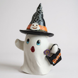 Mini Trick-or-Treat Ghost Set – Resin Halloween Figurine Accent Trio
