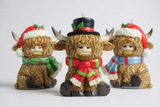Highland Cow Ornaments – Choice of Hamish, Nollaig, or Clementine