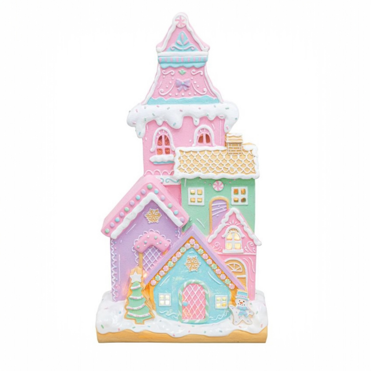 Christmas Pastel Gingerbread Townhomes with Lights