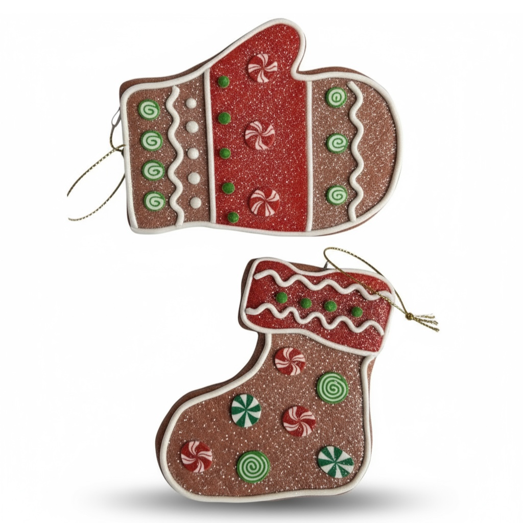 “Sugarplum Stitchery” – Gingerbread Mitten or Stocking Ornament