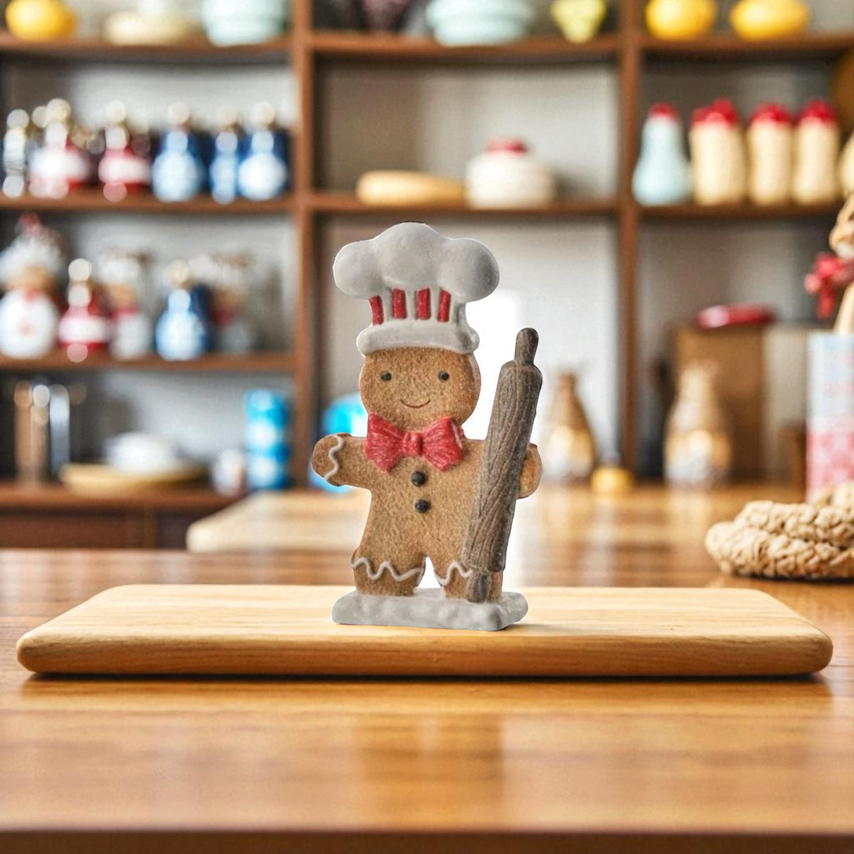 Holiday Gingerbread Baker Figurine – Spoon or Rolling Pin (7")